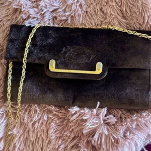 Vintage Chocolate Brown Velvet Purse